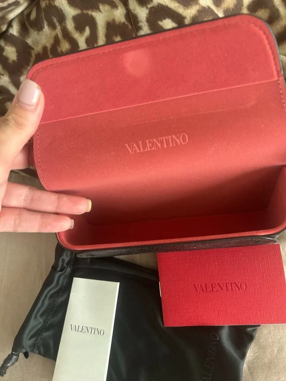 VALENTINO BLACK RED AUTHENTIC SUNGLASSES CASE ONLY